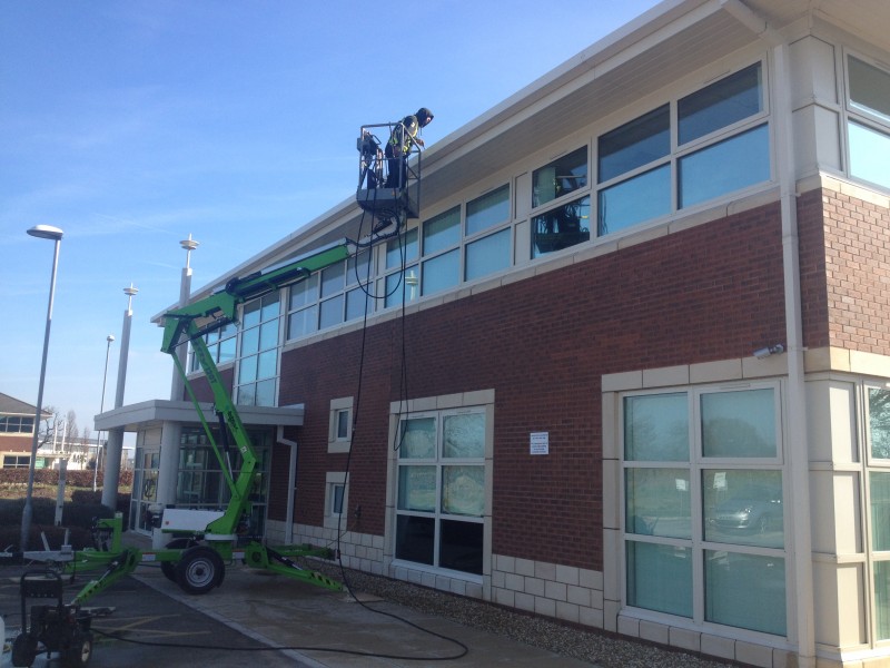 Liverpool cladding cleaning with the help of spider lift