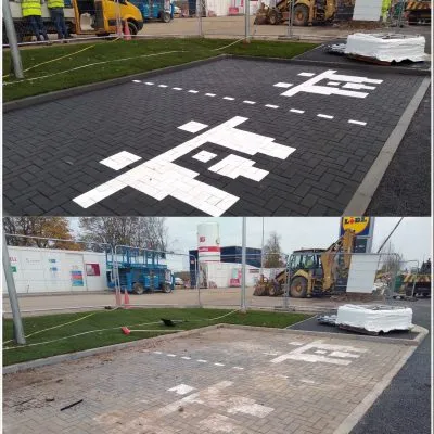 before and after carpark cleaning of Lidl in Southport Merseyside