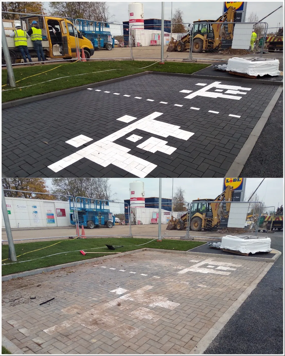 before and after carpark cleaning of Lidl in Southport Merseyside