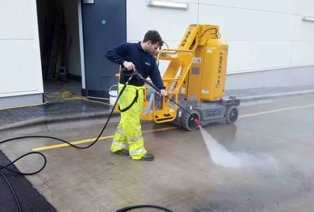 jet washing a path
